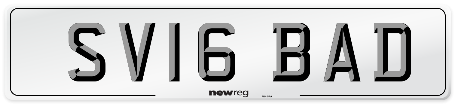 SV16 BAD Number Plate from New Reg